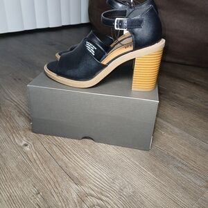a.n.a Black and Tan Block Heel Sandals